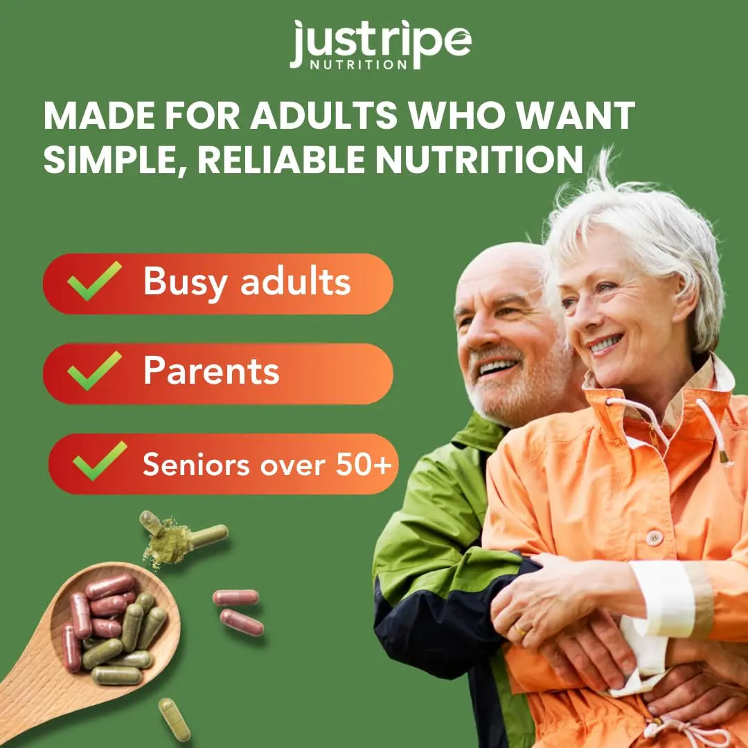 Just Ripe Nutrition Fruits & Veggies Supplement - 2 Pack (90 Fruit + 90 Vegetable Capsules) | Whole Food Superfood BritishVita | Premium UK Vitamins & Wellness Supplements