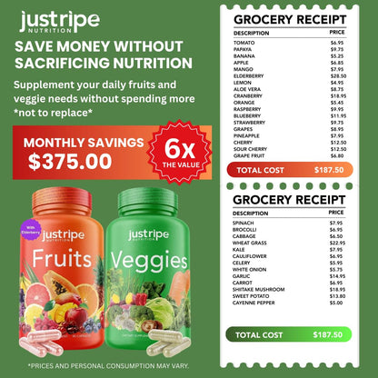 Just Ripe Nutrition Fruits & Veggies Supplement – 180 Whole Food Capsules