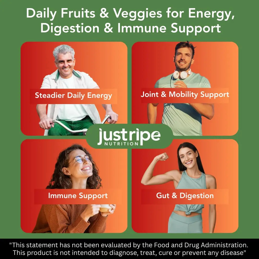 Just Ripe Nutrition Fruits & Veggies Supplement - 2 Pack (90 Fruit + 90 Vegetable Capsules) | Whole Food Superfood BritishVita | Premium UK Vitamins & Wellness Supplements