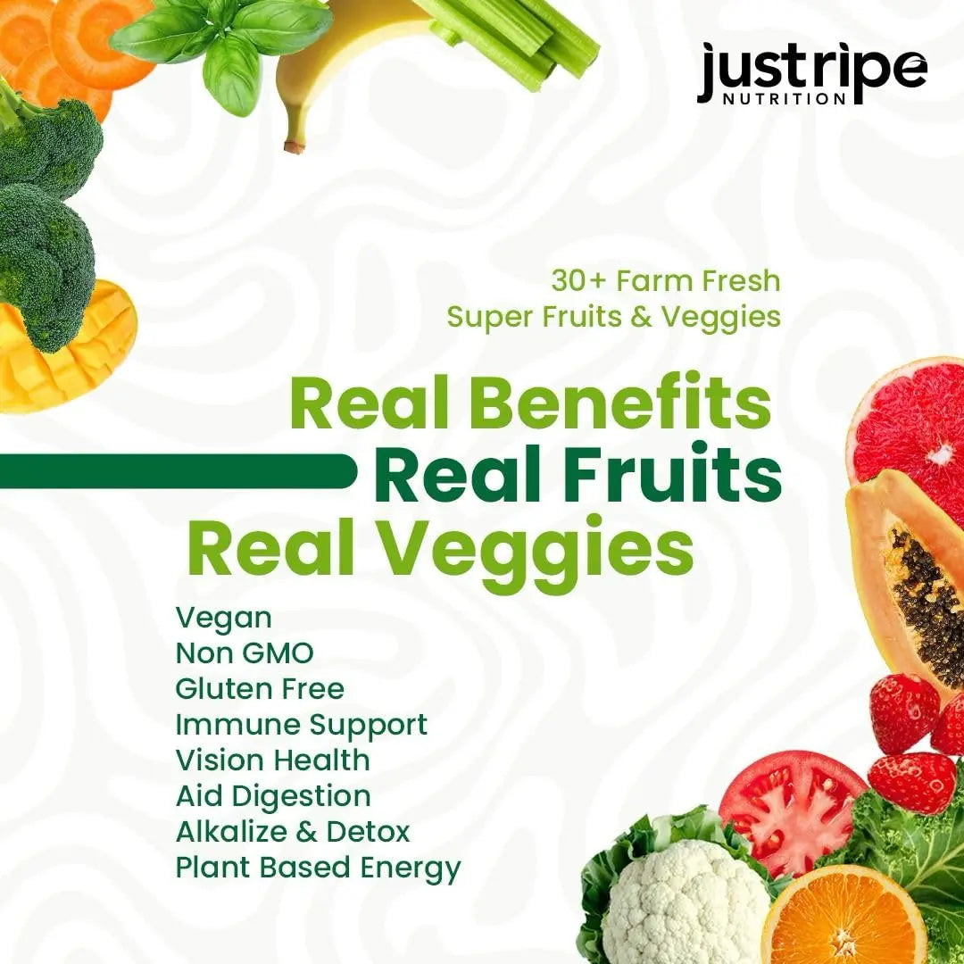 Just Ripe Nutrition Fruits & Veggies Supplement - 2 Pack (90 Fruit + 90 Vegetable Capsules) | Whole Food Superfood BritishVita | Premium UK Vitamins & Wellness Supplements