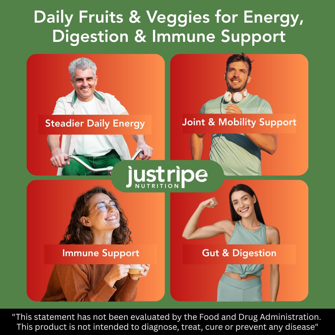 Just Ripe Nutrition Fruits & Veggies Supplement – 180 Whole Food Capsules