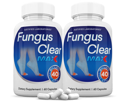 Justified Laboratories Fungus Clear Max Probiotic 40 Billion CFU - 2 Pack, 120 Capsules