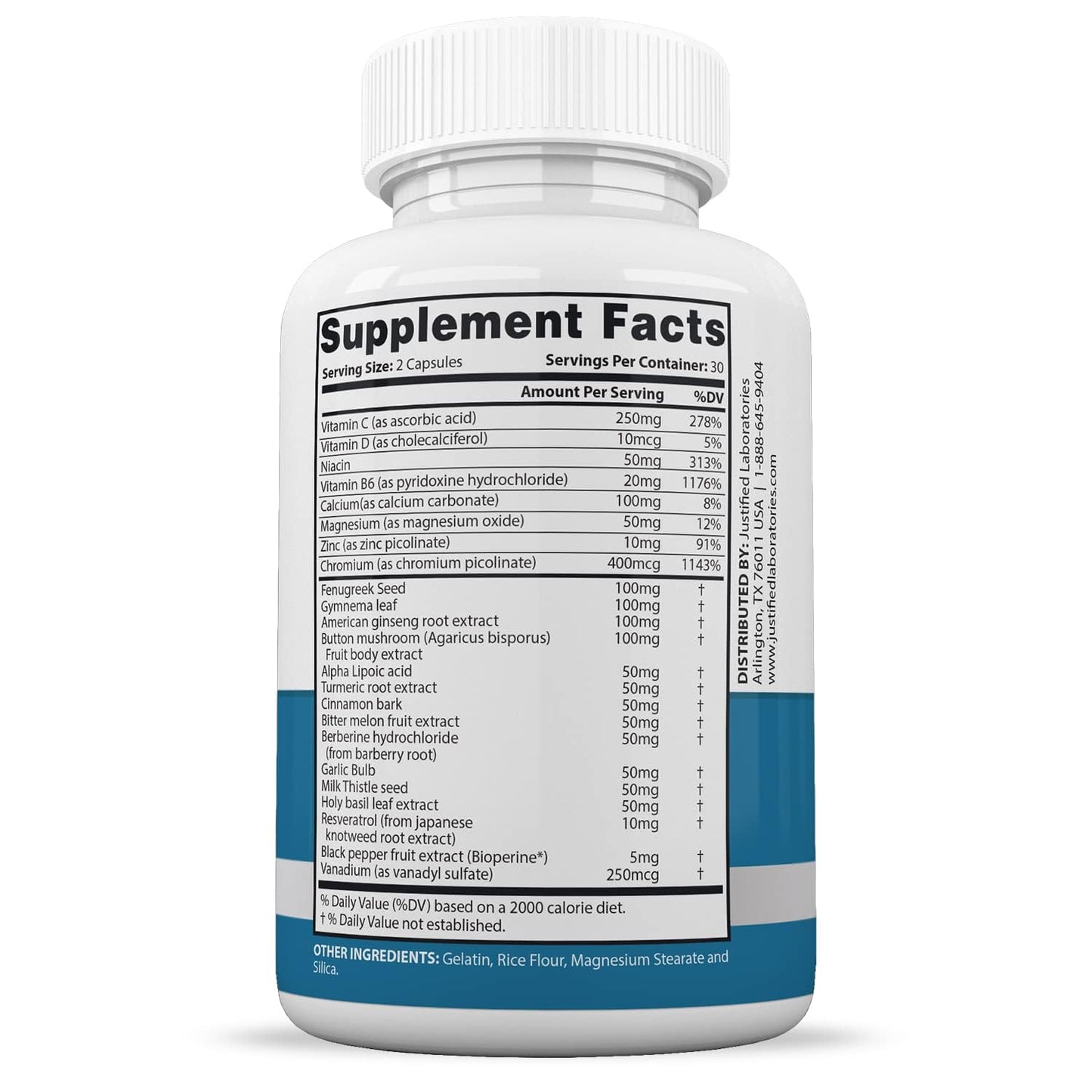 Justified Laboratories 3 Pack Glucotrust Max 1295MG Formula - 180 Capsules