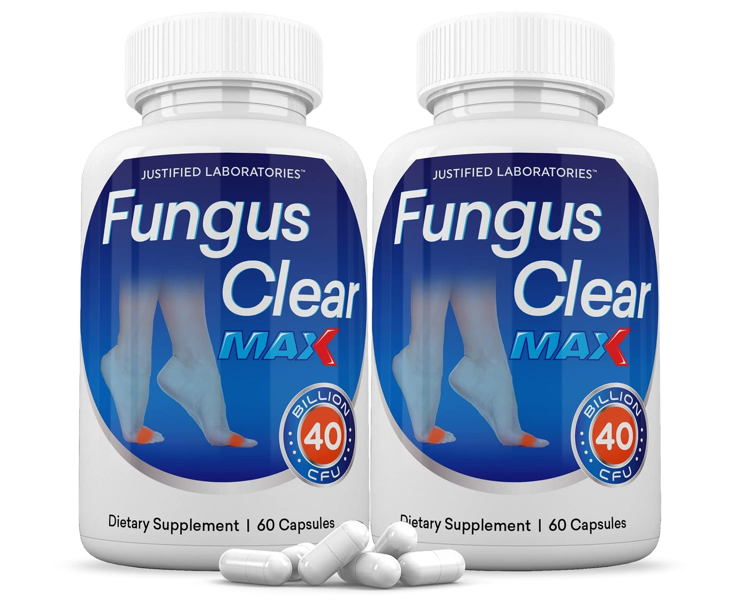 Justified Laboratories Fungus Clear Max Probiotic 40 Billion CFU - 2 Pack, 120 Capsules