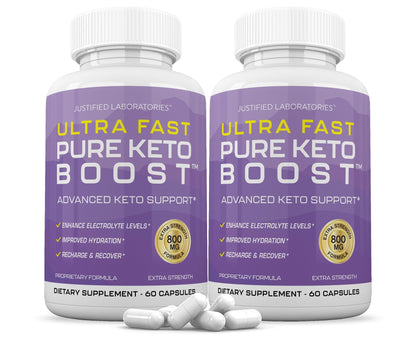 Justified Laboratories 2 Pack Ultra Fast Pure Keto Boost Pills 1275MG