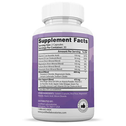 Justified Laboratories 2 Pack Ultra Fast Pure Keto Boost Pills 1275MG