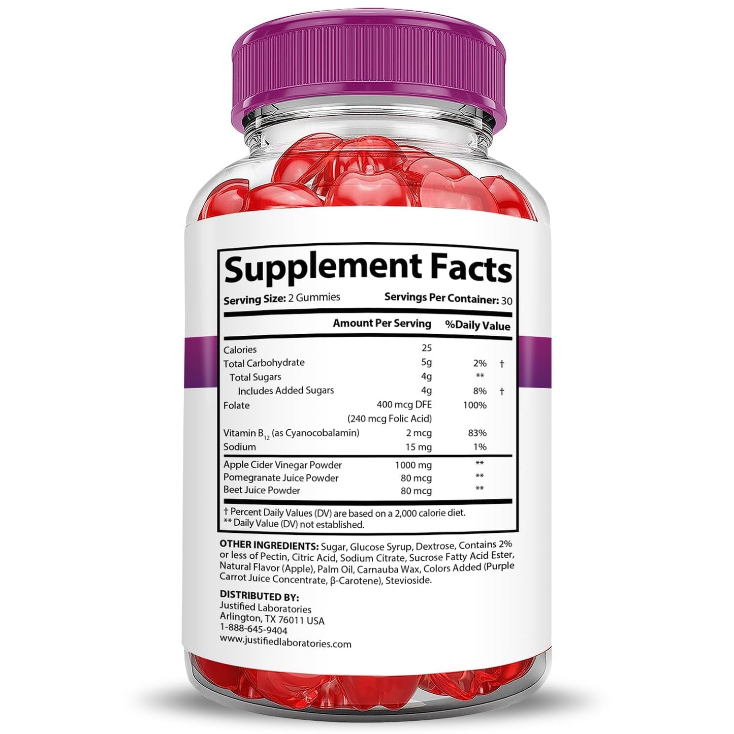 Justified Laboratories Keto Rush ACV Gummies 3 Pack – 180 Gummies, 1000mg ACV, Vegan & Non-GMO