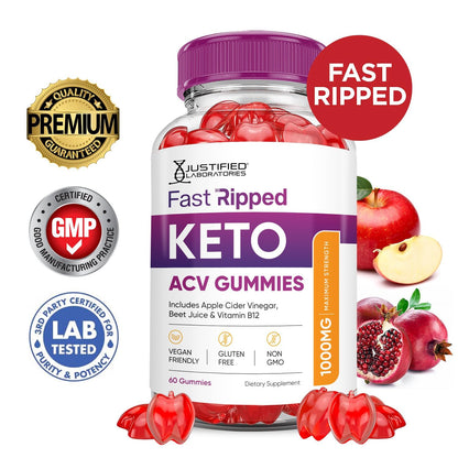 Justified Laboratories Keto Rush ACV Gummies 3 Pack – 180 Gummies, 1000mg ACV, Vegan & Non-GMO