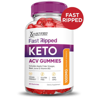 Justified Laboratories Keto Rush ACV Gummies 3 Pack – 180 Gummies, 1000mg ACV, Vegan & Non-GMO