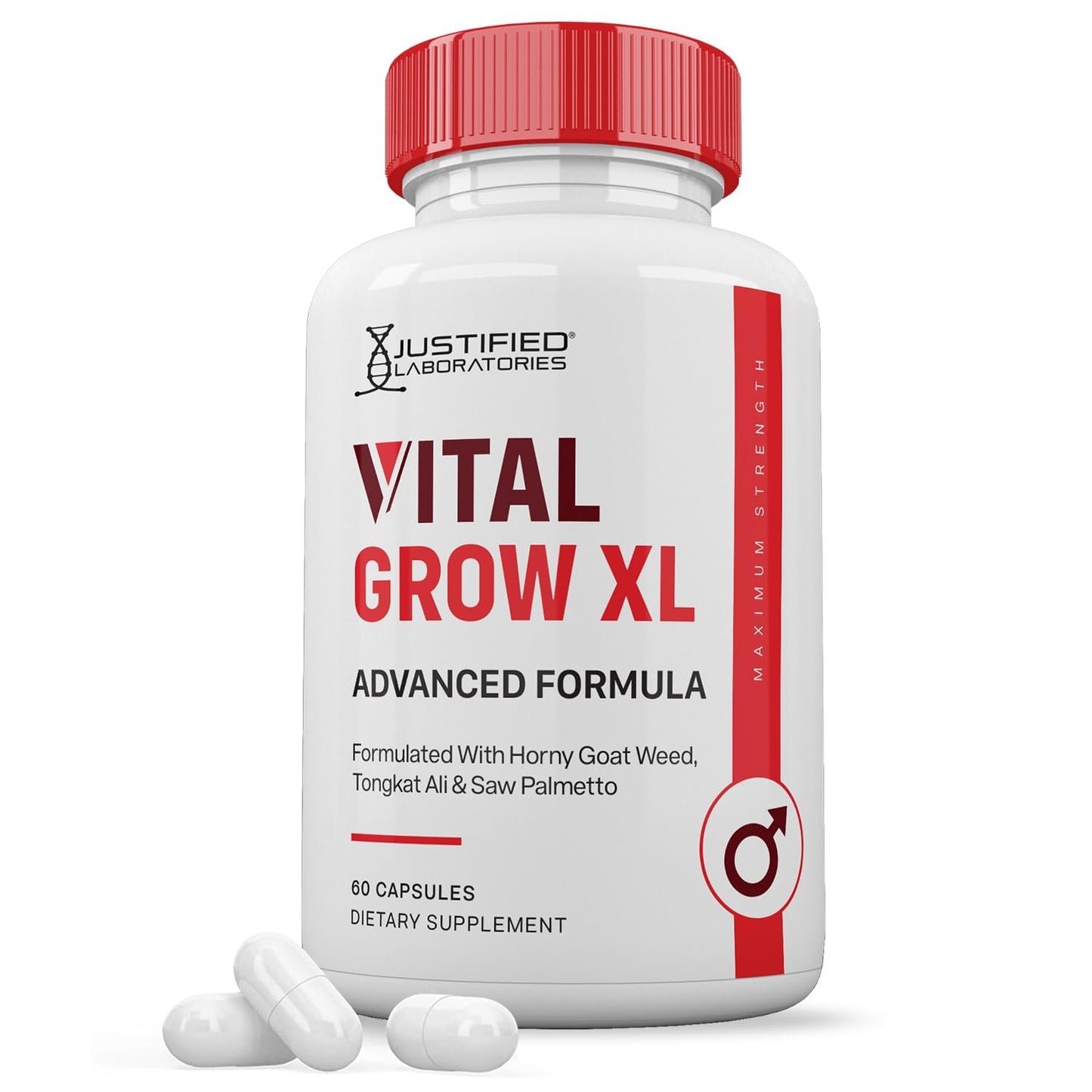Justified Laboratories Vital Grow XL Pills 1484MG – Men's Health – 60 Capsules