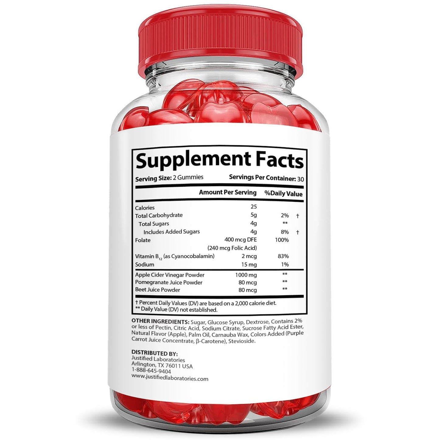 Justified Laboratories Vital Grow XL 1000mg ACV Gummies 2-Pack
