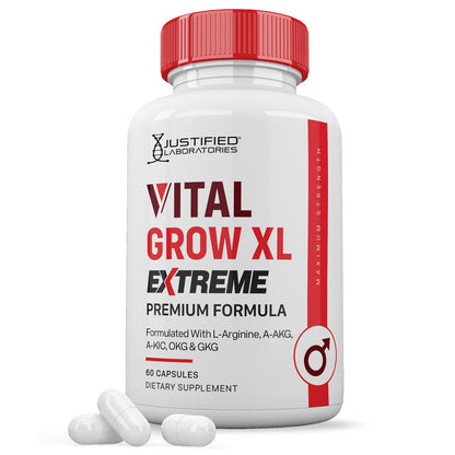 Justified Laboratories Vital Grow XL Extreme Pills 1600MG – Premium Men's Health Formula, 60 Capsules