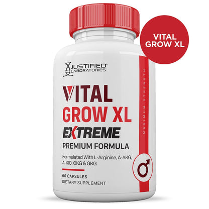 Justified Laboratories Vital Grow XL Extreme Pills 1600MG – Premium Men's Health Formula, 60 Capsules