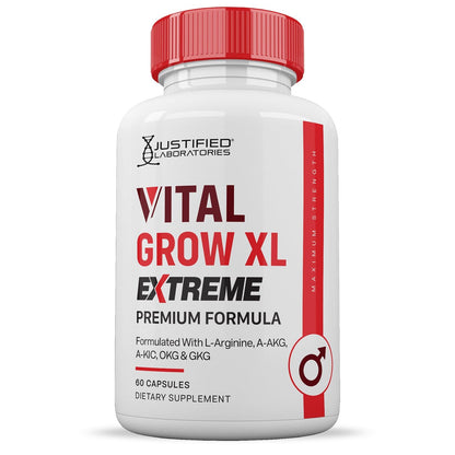 Justified Laboratories Vital Grow XL Extreme Pills 1600MG – Premium Men's Health Formula, 60 Capsules