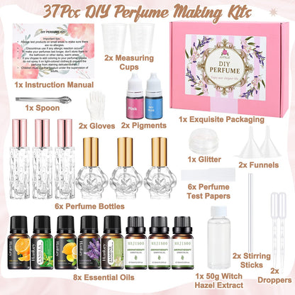 JUYRLE Perfume Making Kit – 37-Piece DIY Fragrance Set for Women