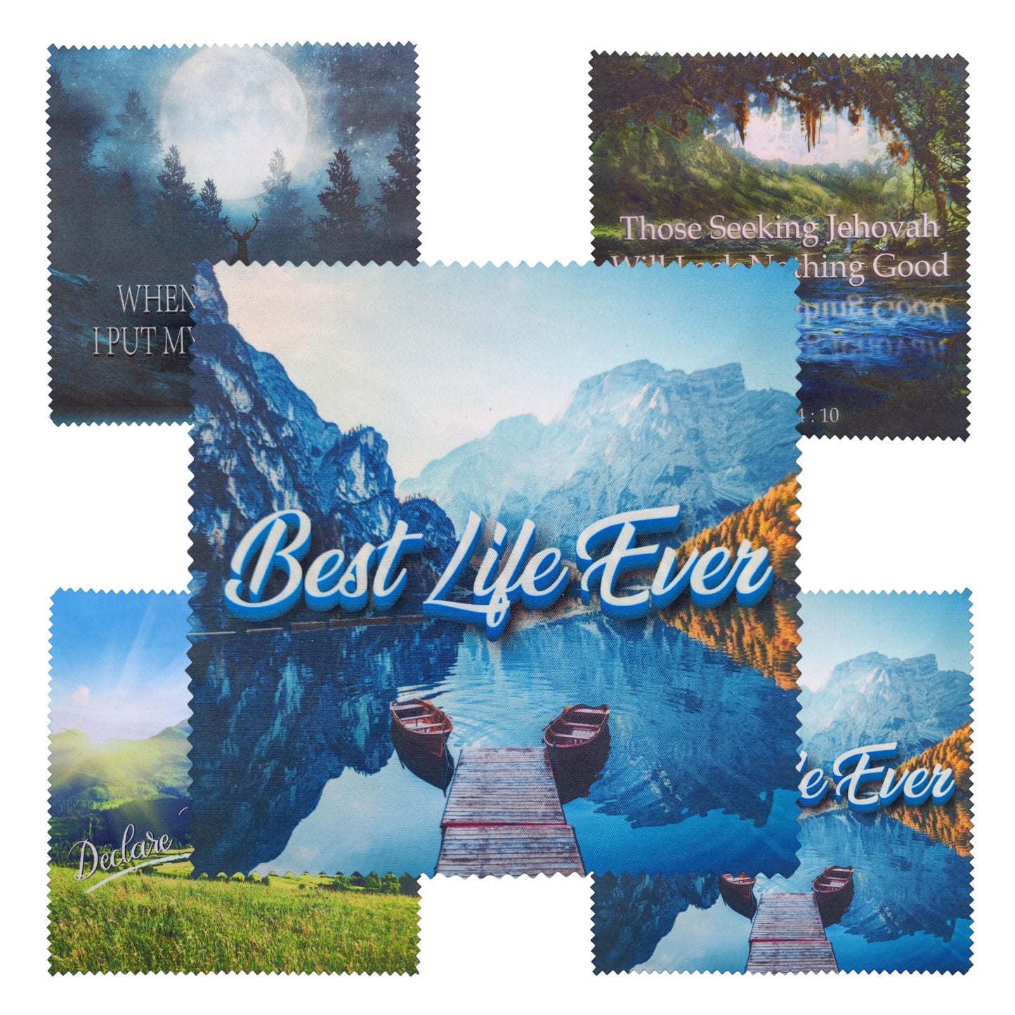 JW Community Microfiber Glasses Cloths Pack – Inspirational Double-Sided (Set of 4)