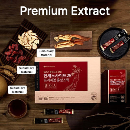 K-Herb Premium Korean Red Ginseng Sticks – 60 Sticks, 25mg Ginsenoside