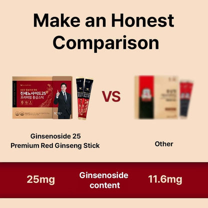 K-Herb Premium Korean Red Ginseng Sticks – 60 Sticks, 25mg Ginsenoside