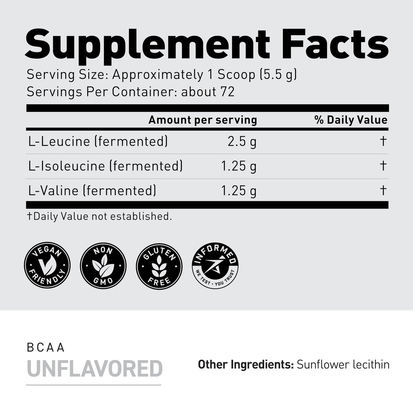 BCAA Powder – Kaged BCAAs, Fermented, Plant-Based, 5g Unflavored, 72 Servings