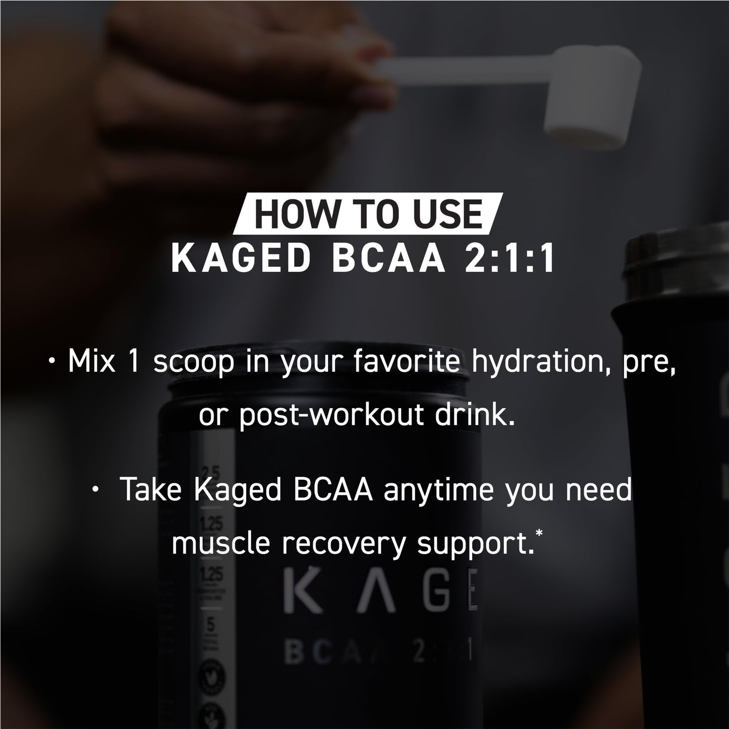 BCAA Powder – Kaged BCAAs, Fermented, Plant-Based, 5g Unflavored, 72 Servings