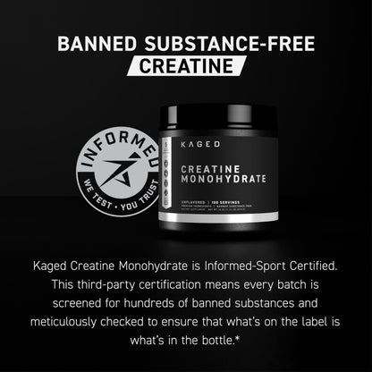 Kaged Creatine Monohydrate Micronized Powder Unflavored – 100 Servings | 5,000 mg per Serving