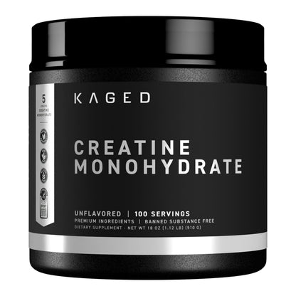 Kaged Creatine Monohydrate Micronized Powder Unflavored – 100 Servings | 5,000 mg per Serving