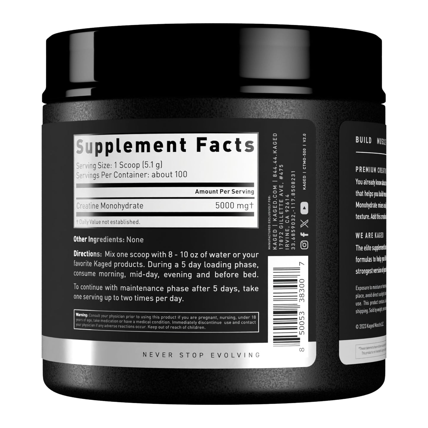 Kaged Creatine Monohydrate Micronized Powder Unflavored – 100 Servings | 5,000 mg per Serving
