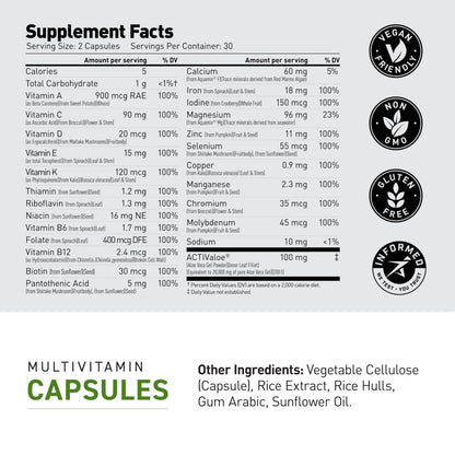 Kaged Multivitamin Capsules – Plant-Based, Organic Fruits & Veggies | 30 Servings