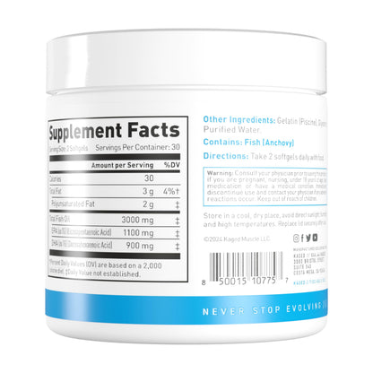 Kaged Omega 3 Softgels – Unflavored Fish Oil, 3000mg Omega-3 (EPA & DHA) | 30 Servings