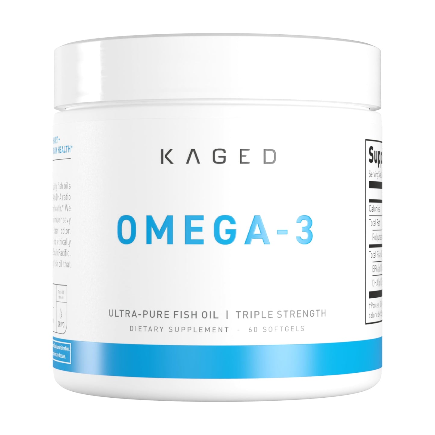 Kaged Omega 3 Softgels – Unflavored Fish Oil, 3000mg Omega-3 (EPA & DHA) | 30 Servings