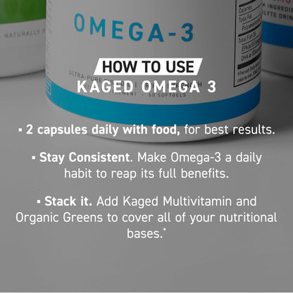 Kaged Omega 3 Softgels – Unflavored Fish Oil, 3000mg Omega-3 (EPA & DHA) | 30 Servings
