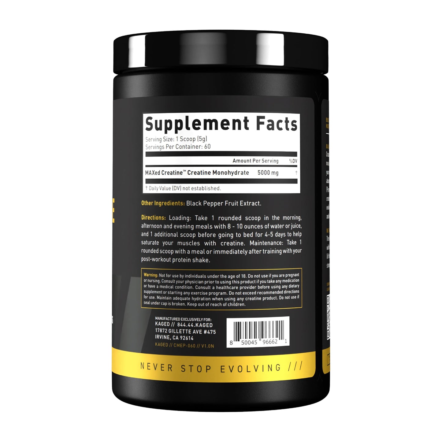 Kaged Creatine Monohydrate Elite Powder - Unflavored | MAXCatalyst for Absorption | 60 Servings