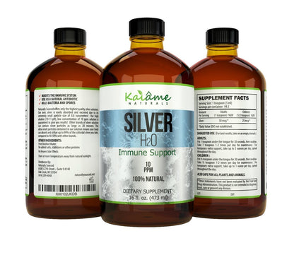 Kaiame Naturals Colloidal Silver 10 PPM - 16 oz Glass Bottle | Pure Silver Hydrosol