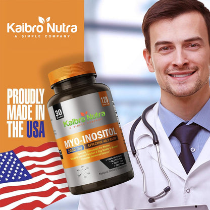Kaibro Nutra Myo-Inositol 40:1 – Hormone Balance & Ovarian Support (120 Caps x 2, Vegan, Non-GMO)