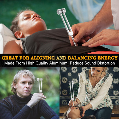 KAIGESZAD Tuning Fork 128Hz with Reflex Hammer for Chakra Healing – Sound Therapy, Aluminum Alloy, Non-Magnetic