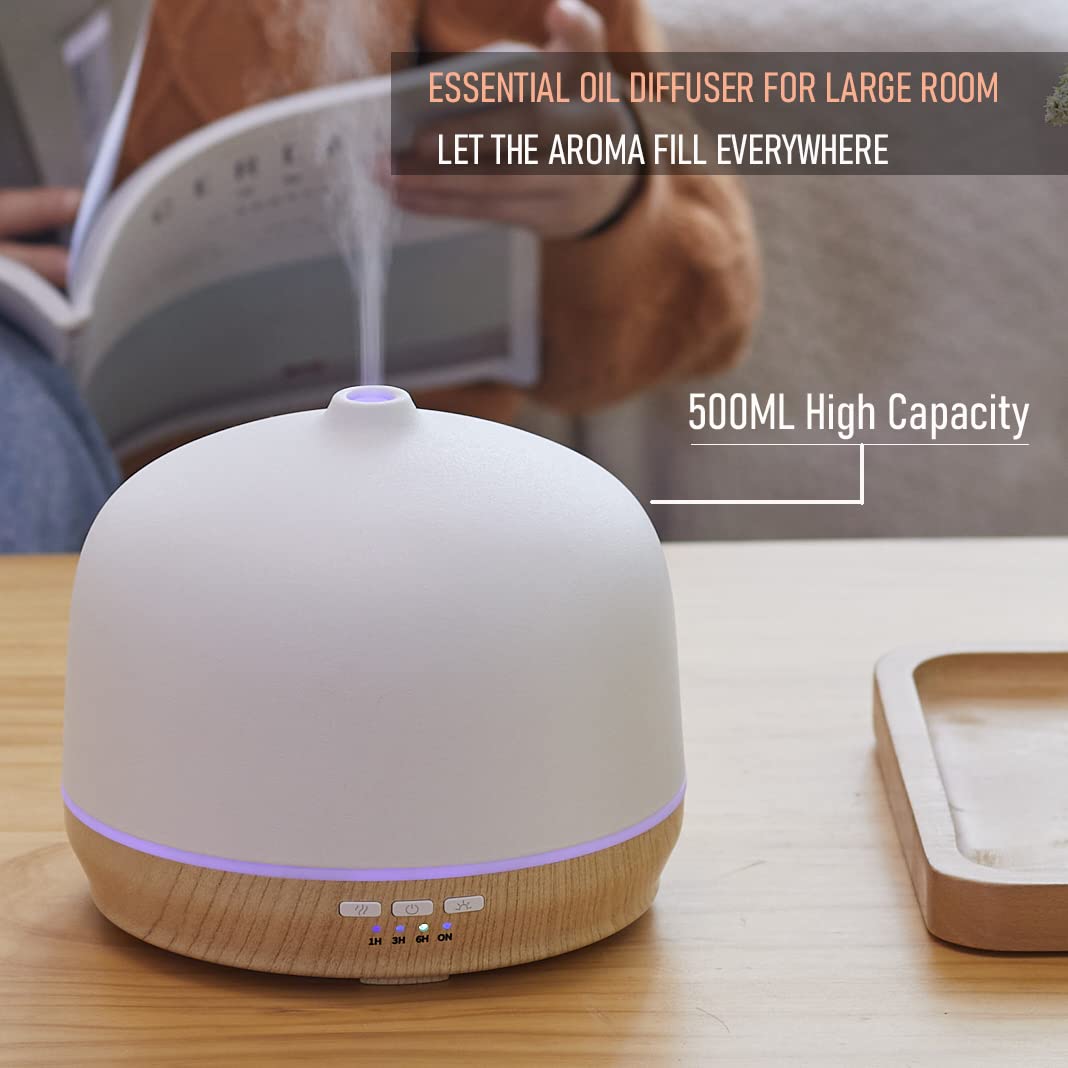 Kakoda Ceramic Essential Oil Diffuser – 500ml, Timed, Ultrasonic (Large Room)