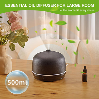 Kakoda Ceramic Essential Oil Diffuser – 500ml, Timed, Auto Shut-Off, Black