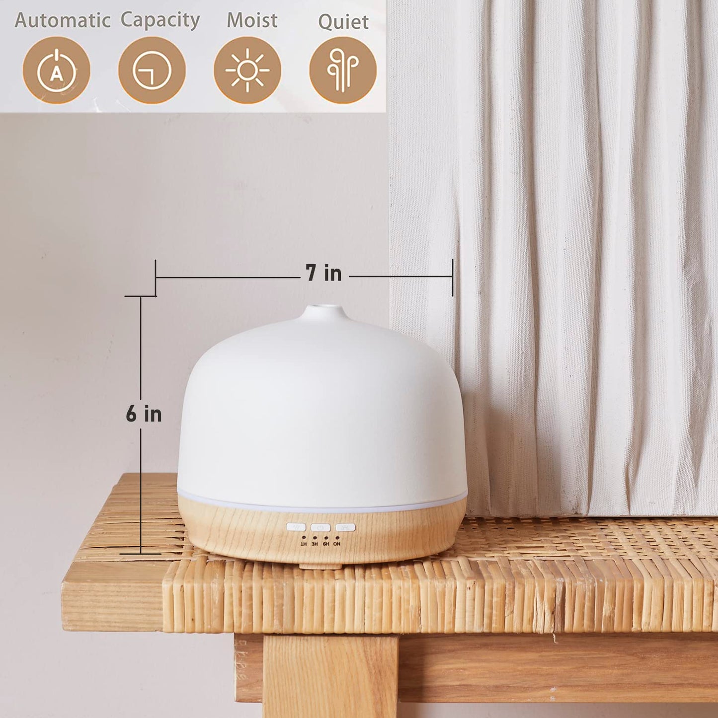 Kakoda Ceramic Essential Oil Diffuser – 500ml, Timed, Ultrasonic (Large Room)