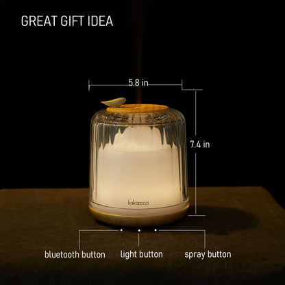 Kakoda Glass Dome Diffuser – 230ml Ultrasonic with Wood Base & Bluetooth Speaker