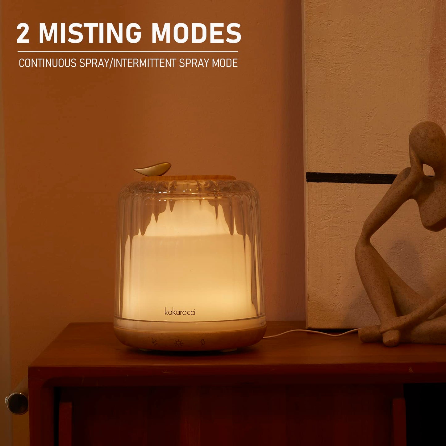 Kakoda Glass Dome Diffuser – 230ml Ultrasonic with Wood Base & Bluetooth Speaker