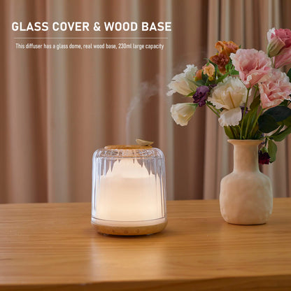Kakoda Glass Dome Diffuser – 230ml Ultrasonic with Wood Base & Bluetooth Speaker