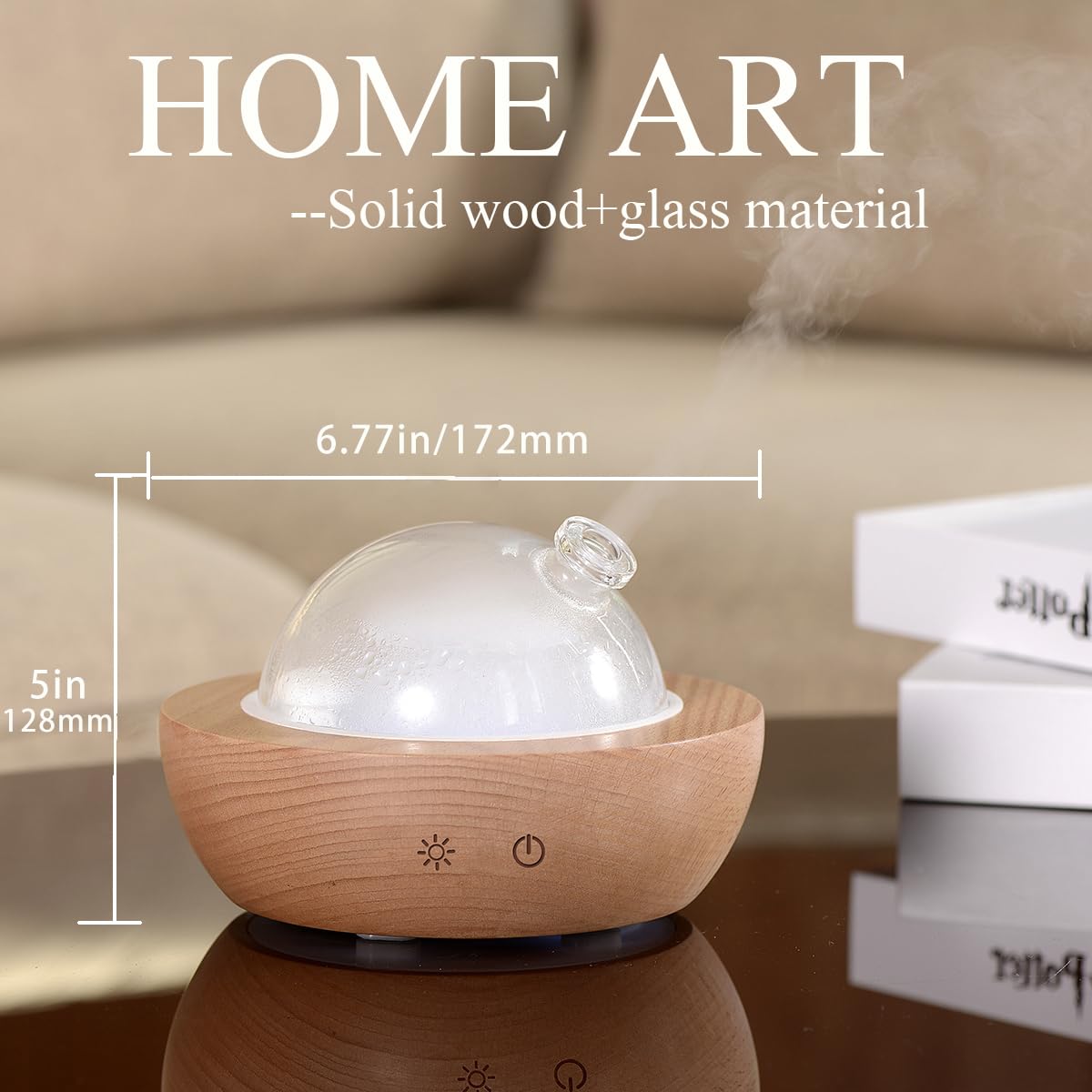 Kakoda Glass Essential Oil Diffuser – Real Wood Base, 7-Color LED, 2025 Upgrade