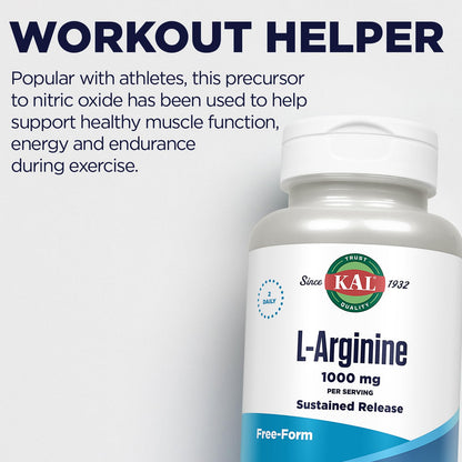 KAL 1000 Mg L-Arginine Tablets, 120 Count | Supports Circulation & Heart Health