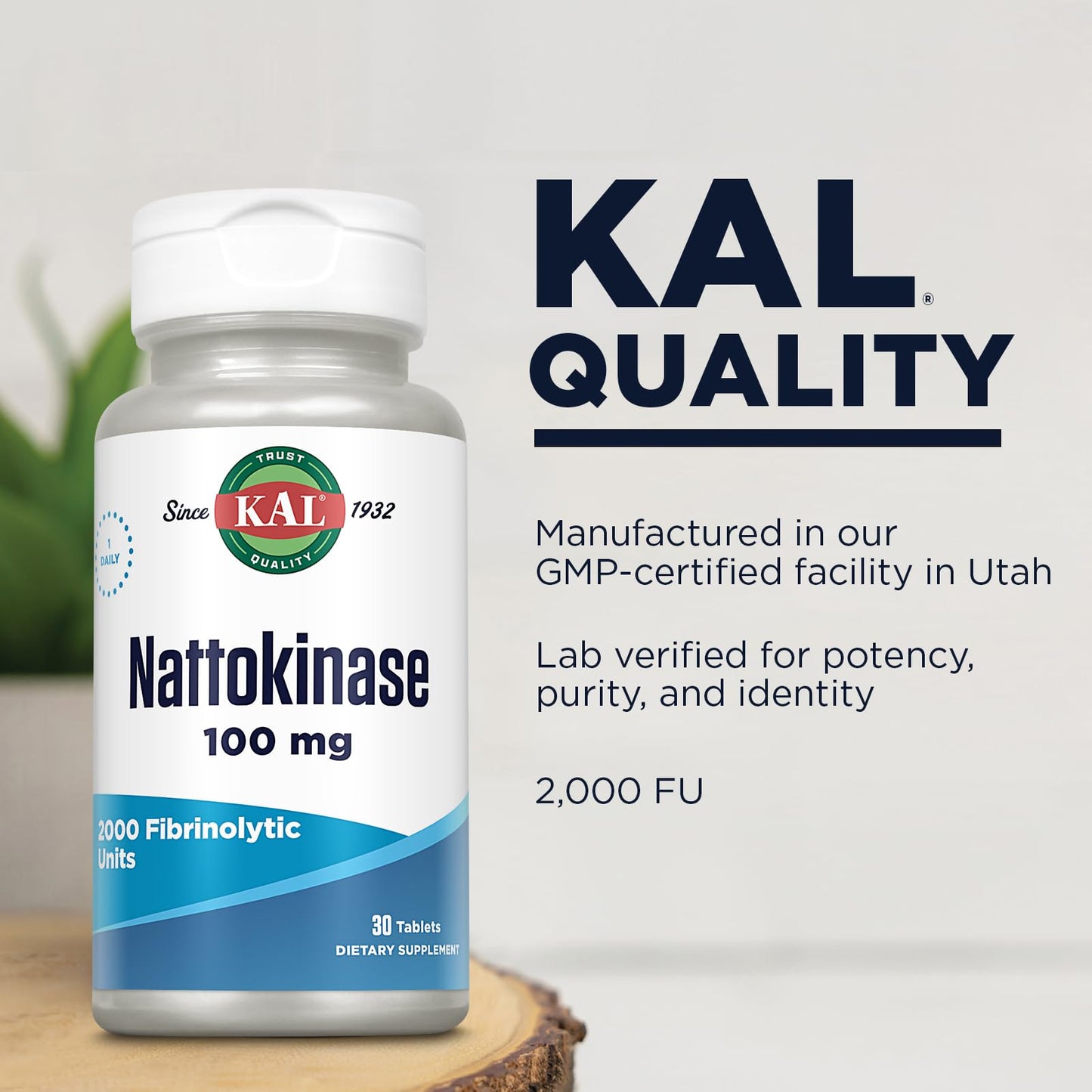 Kal 100 Mg Nattokinase Tablets, 30 Count - Supports Healthy Blood Flow