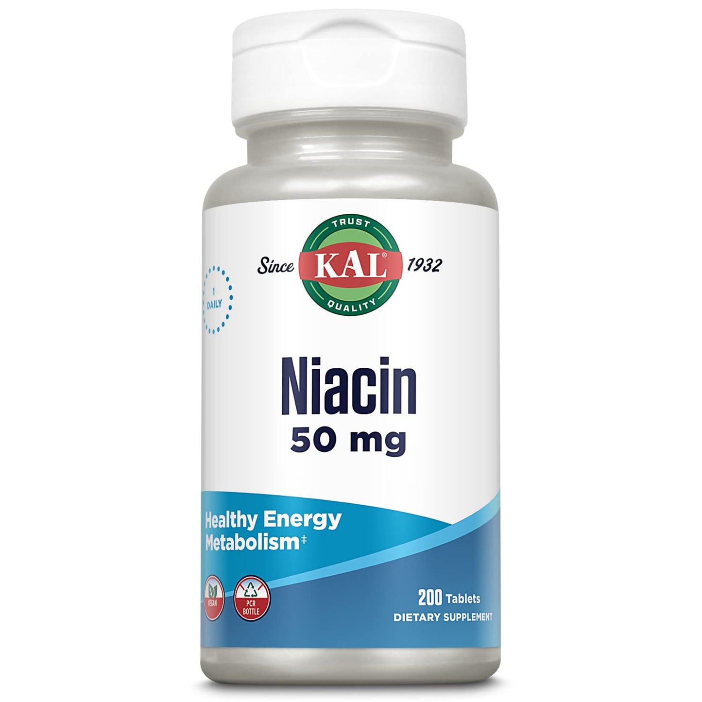 Kal 50 Mg Niacin Tablets, 200 Count | Vitamin B3 Supplement