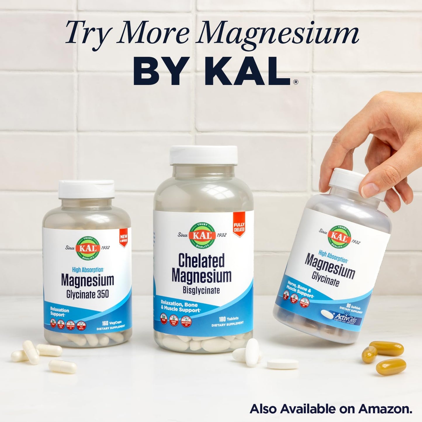 Kal 500 Mg Magnesium Tablets, 60 Count | Four-Form Magnesium Complex