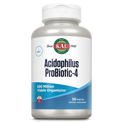 KAL Acidophilus ProBiotic-4 — 500 Million CFUs, Four Strains, 250 VegCaps