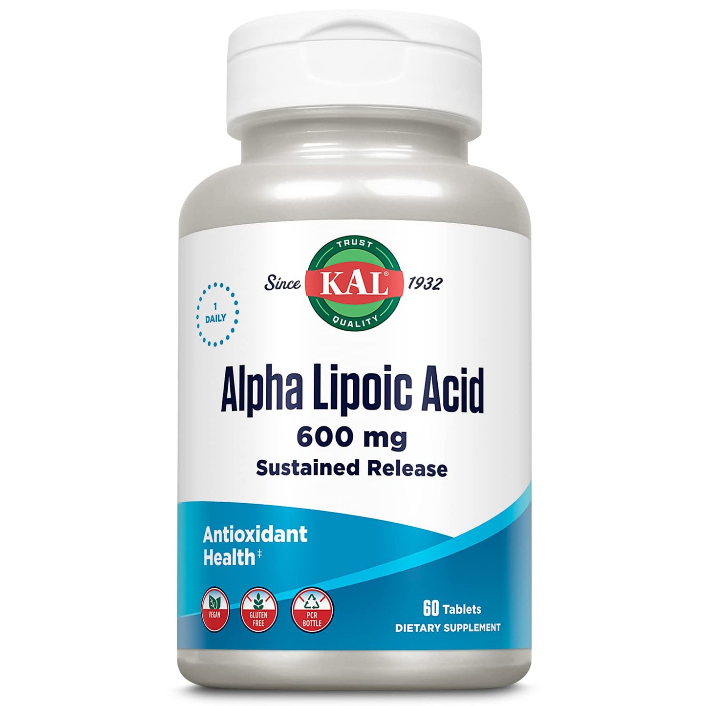 KAL Alpha Lipoic Acid SR Tablets 600 mg – 60 Count | Antioxidant Support