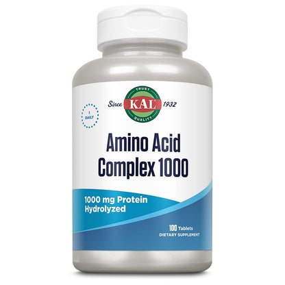 KAL Amino Acid Complex Tablets 1000 mg – 100 Count | Essential Amino Acids & BCAAs