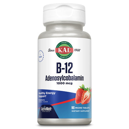 KAL B12 Adenosylcobalamin 1000mcg | Energy Support | Strawberry ActiveMelt